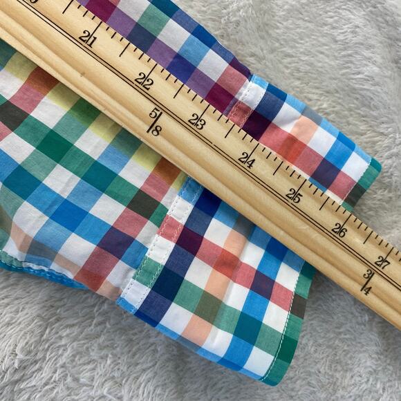 J. CREW Rainbow Plaid Shirt Men L Slim Fit Button Up Long Sleeve Light Weight - Picture 8 of 10